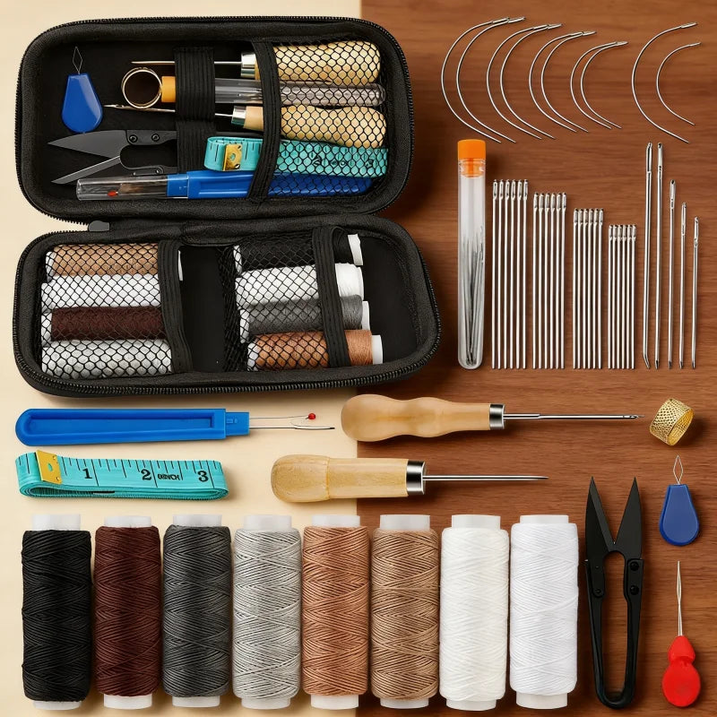 Leather Craft Kit - All-In-One DIY Leather Sewing Tool Set for Home Decor, Fall 2026 Gift Idea