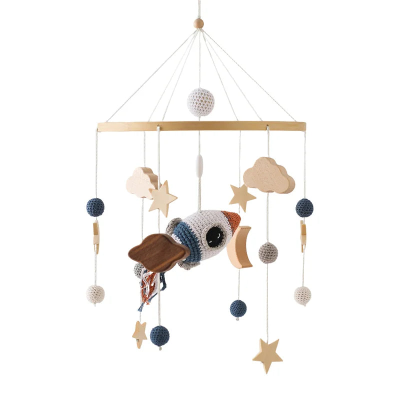 Wooden Baby Mobile Natural Wood Newborn Crib Mobile 0-12 Months Nursery Decor Newborn Gift 2025 Soothing Music