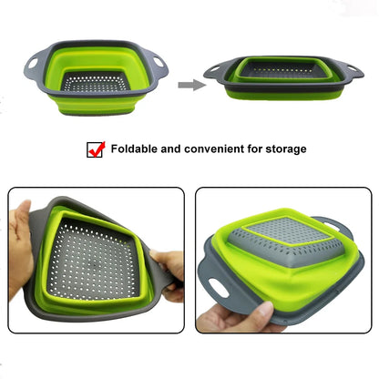 Silicone Folding Drain Basket 2-In-1 Collapsible Colander For Fruits And Vegetables Space-Saving Kitchen Tool Fall 2026