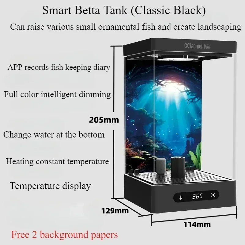 Betta Tank 2L Smart Self Circulating Desktop Aquarium Mini With Heater And LED Fall 2025 Desk Decor Low Maintenance