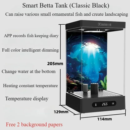 Betta Tank 2L Smart Self Circulating Desktop Aquarium Mini With Heater And LED Fall 2025 Desk Decor Low Maintenance