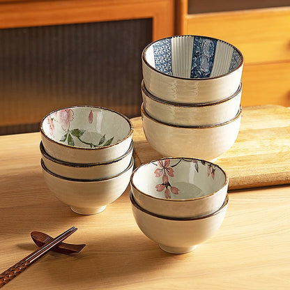 Japanese Ceramic Bowl Set 6pc Microwave Safe Gift Box