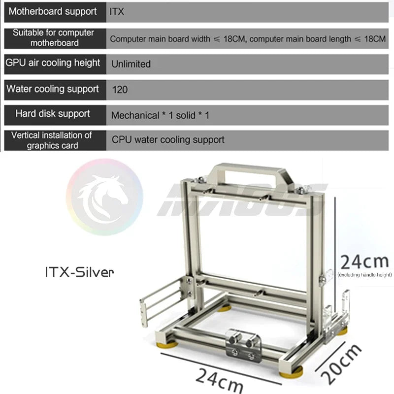 Open Frame PC Case Modular ATX MATX ITX Aluminum Rack