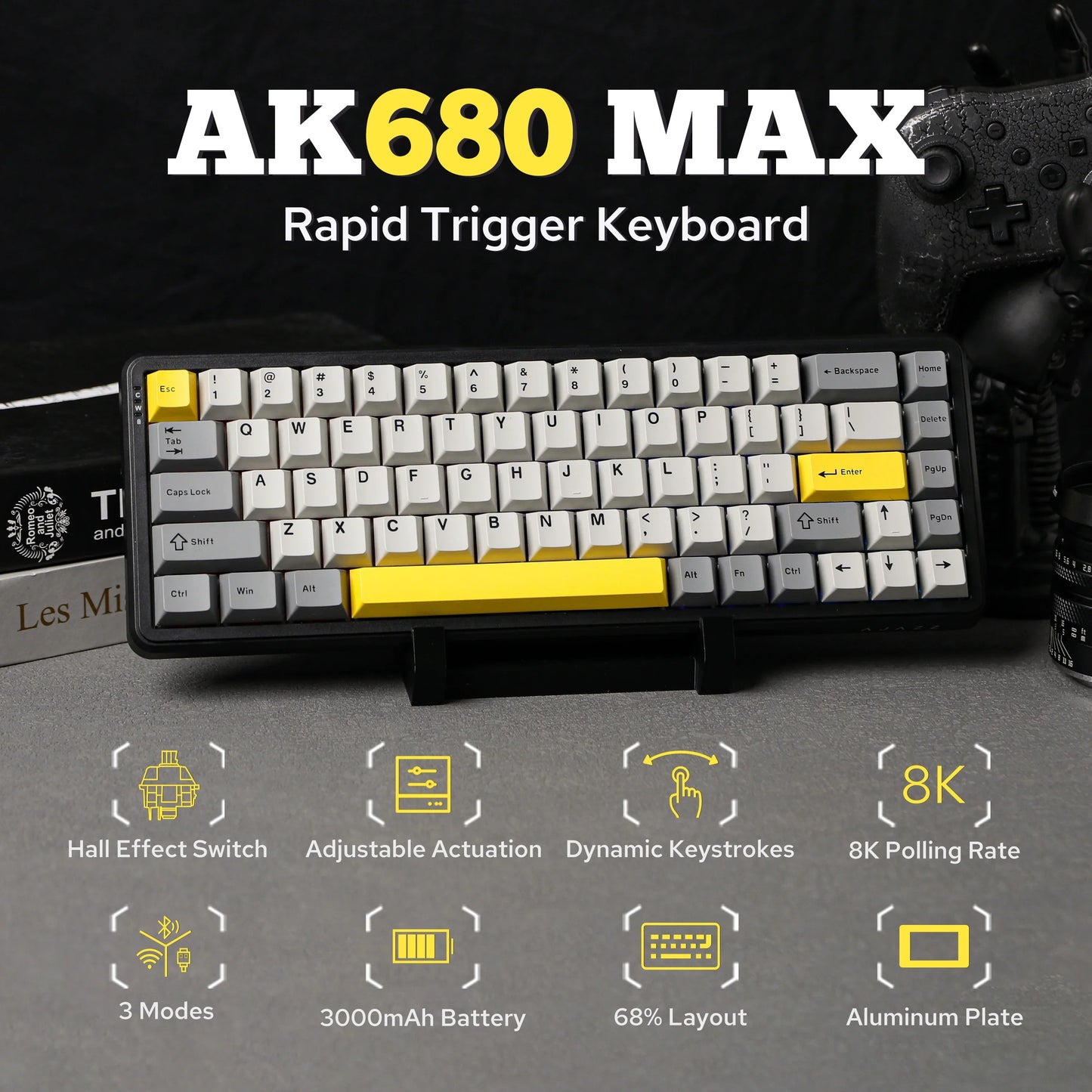 Mechanical Keyboard 68Key Wireless Bluetooth RGB Hall Effect