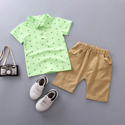 Design features and details on the boys summer t-shirt and shorts sportsuit - view 4