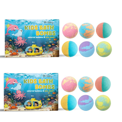 Kids Bath Bombs Set 6 Pcs Colorful Fizzy With Surprise Inside Moisturizing Formula Birthday Gift