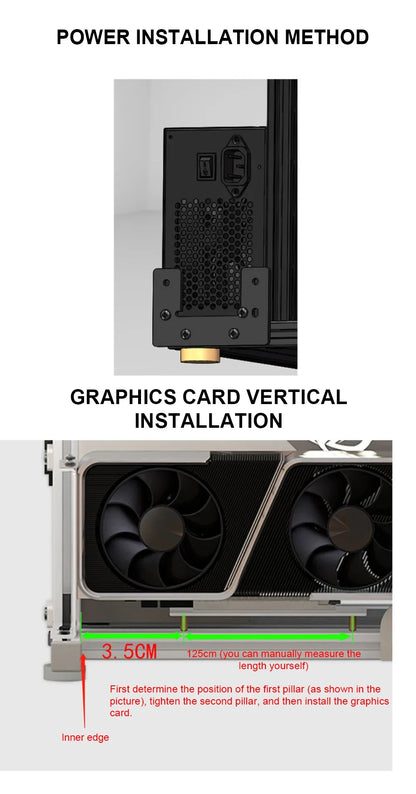 Open Frame Aluminum PC Case Rack EATX Water Cooling