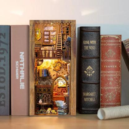 DIY Book Nook Kit Wooden Miniature Shelf Insert Roombox Dollhouse Model Holiday 2025 Cozy Library Gift