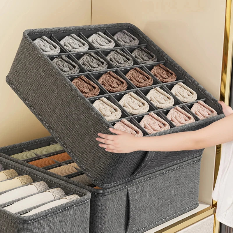 Polyester Sock Bra Organizer Box with 20 Grids - Home Organizers for Drawers & Cabinets