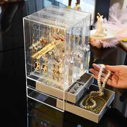 Clear Acrylic Jewelry Display Case With Drawers, Necklace And Earring Organizer, Holiday Gifts 2026 Gift Ready