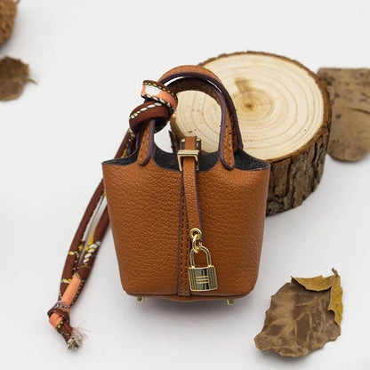 1+1 Free Birkin Inspired Mini Hand Bag - Basket Bag Charm