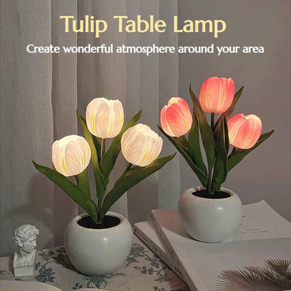 LED Night Light Tulip Table Lamp Romantic Ambient Flower Light Fall 2025 Home Decor Gift