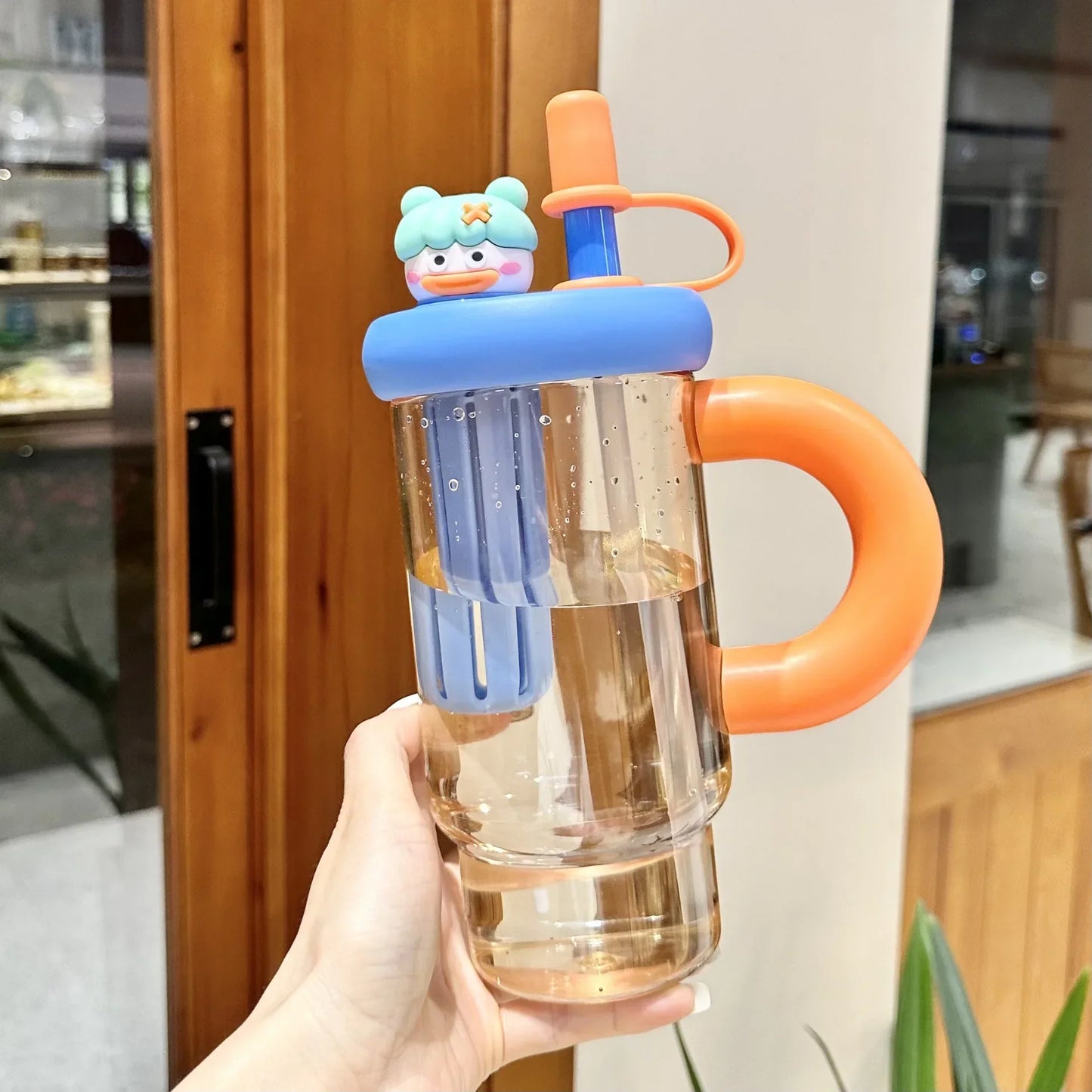 Straw Cup 900ml Cartoon Cute Portable Water Cup Summer 2025 Large Capacity High Temperature Resistant Outdoor