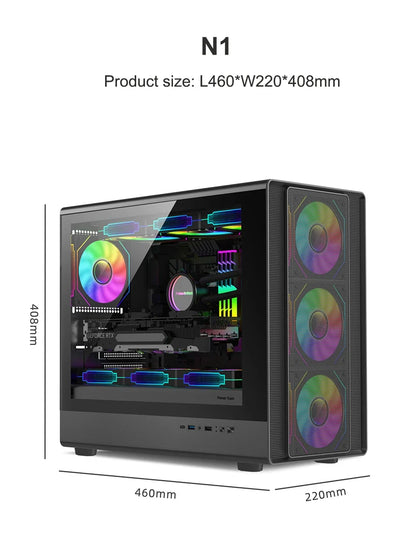 MicroATX Vertical Glass PC Case Supports 360mm Radiator