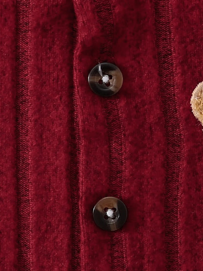 Styling option for baby boys red bear badge onesie & hat set