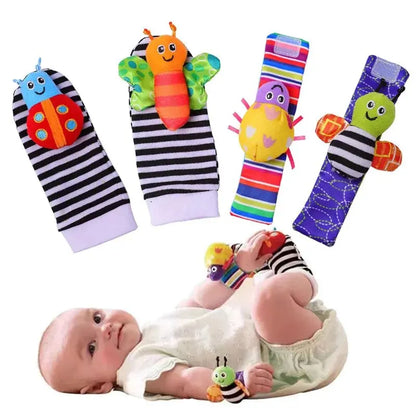 4-Piece Baby Rattle Toy Set with Animal Socks and Wrist Straps for Infants 0-12 Months - Perfect Gifts for 1 Year Old