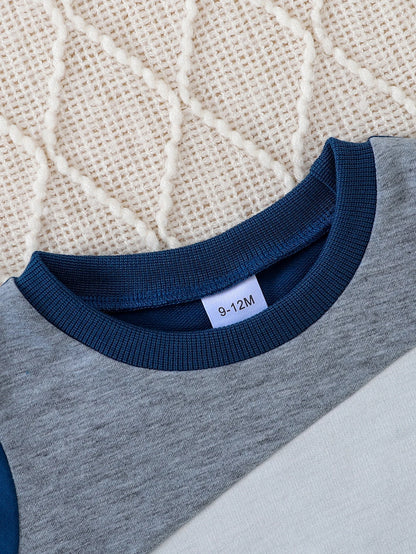Boys casual colour-blocked long-sleeve outfit