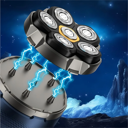 6D Electric Head Shaver for Men - Waterproof Magnetic Rotary Razor with LED Bald Head Hair Trimmer