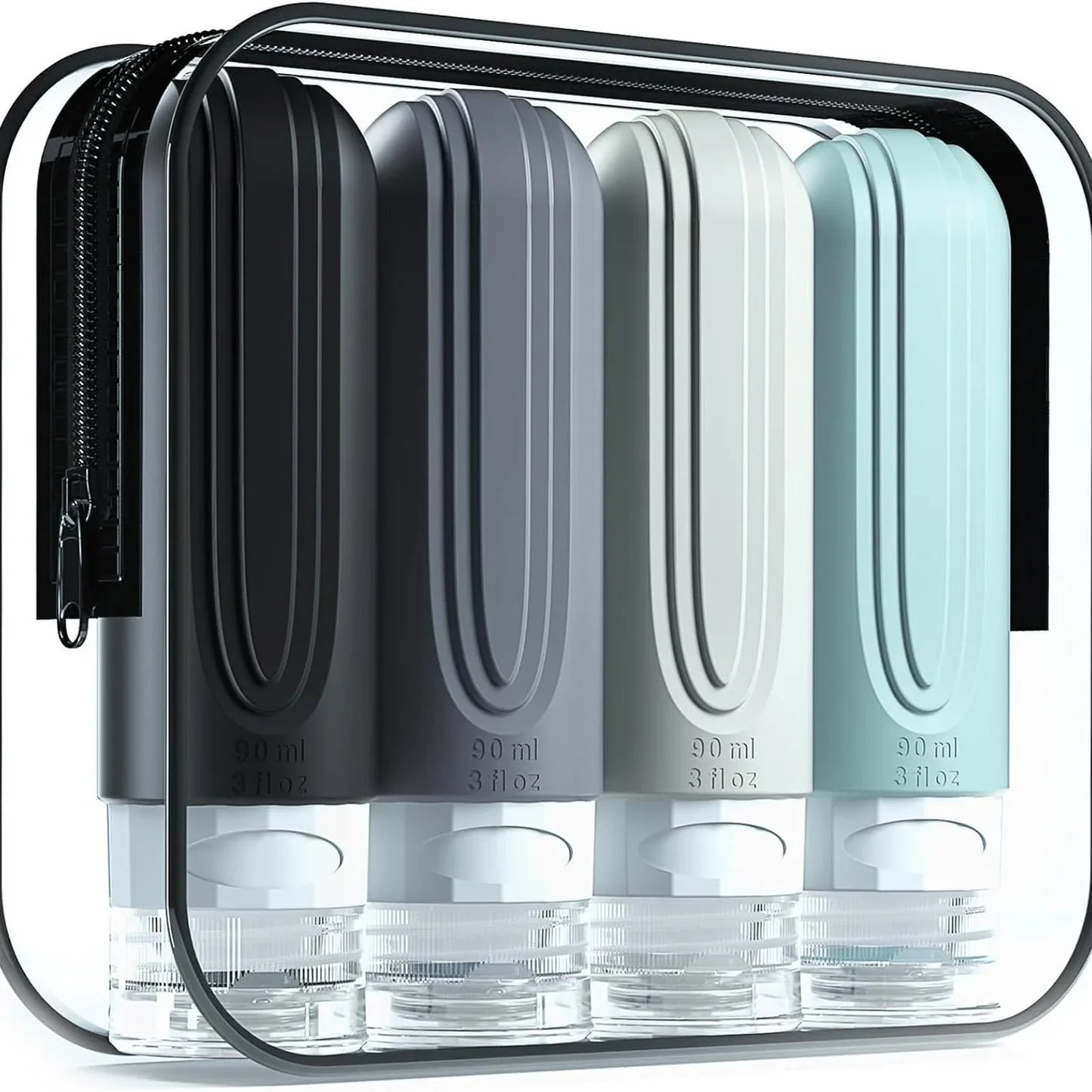 Silicone Travel Bottles Set Leakproof Refillable Squeeze Containers For Shampoo Conditioner Lotion 90ml
