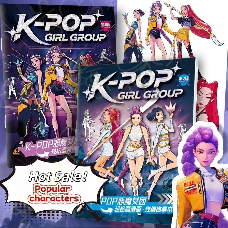 Coloring Book Kpop Demon Hunters Anime Sketches Rumi Mira Zoey Cute Line Drawings Back to School 2025 Gift
