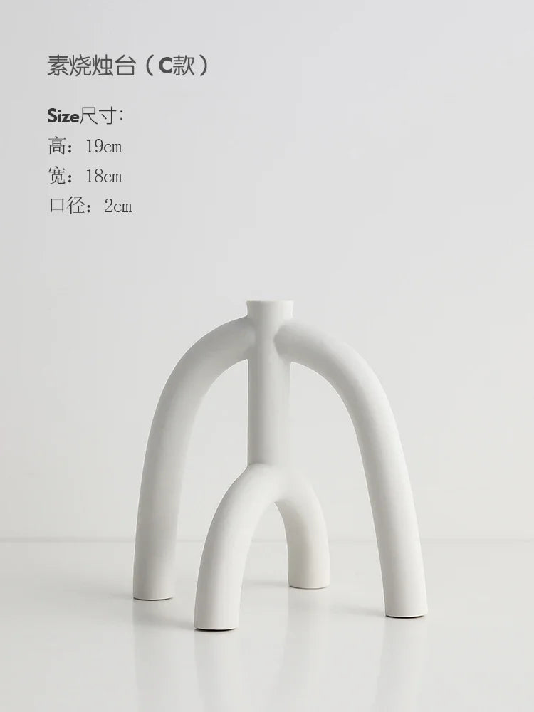 Ceramic Candle Holders Set Of 3 White Nordic Minimalist Candle Stands Fall 2025 Modern Centerpiece Gift