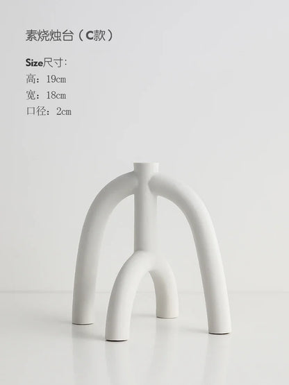 Ceramic Candle Holders Set Of 3 White Nordic Minimalist Candle Stands Fall 2025 Modern Centerpiece Gift