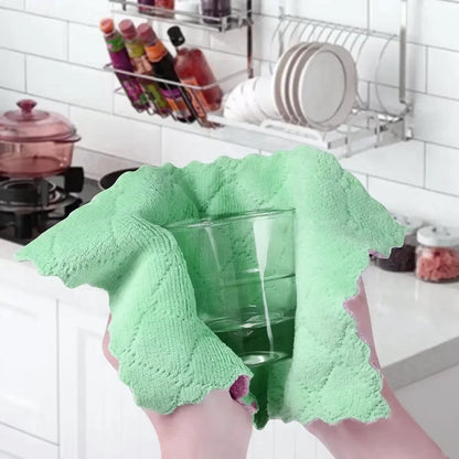 Reusable Cotton Dishwashing Cloths - 10-Pack Household Cleaning Towels in Random Colors