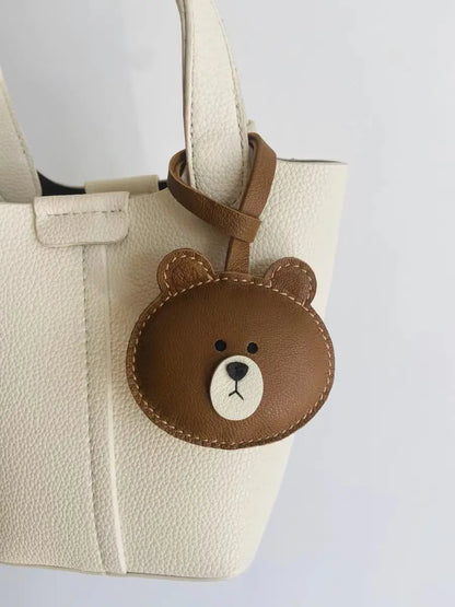 Leather Bag Charm No Face Keychain Black Cozy Cute Gift