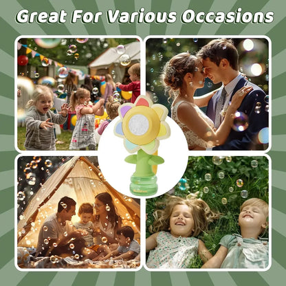 Bubble Machine for Kids Sunflower Design 3-Speed Portable Bubble Blower Toy for Parties