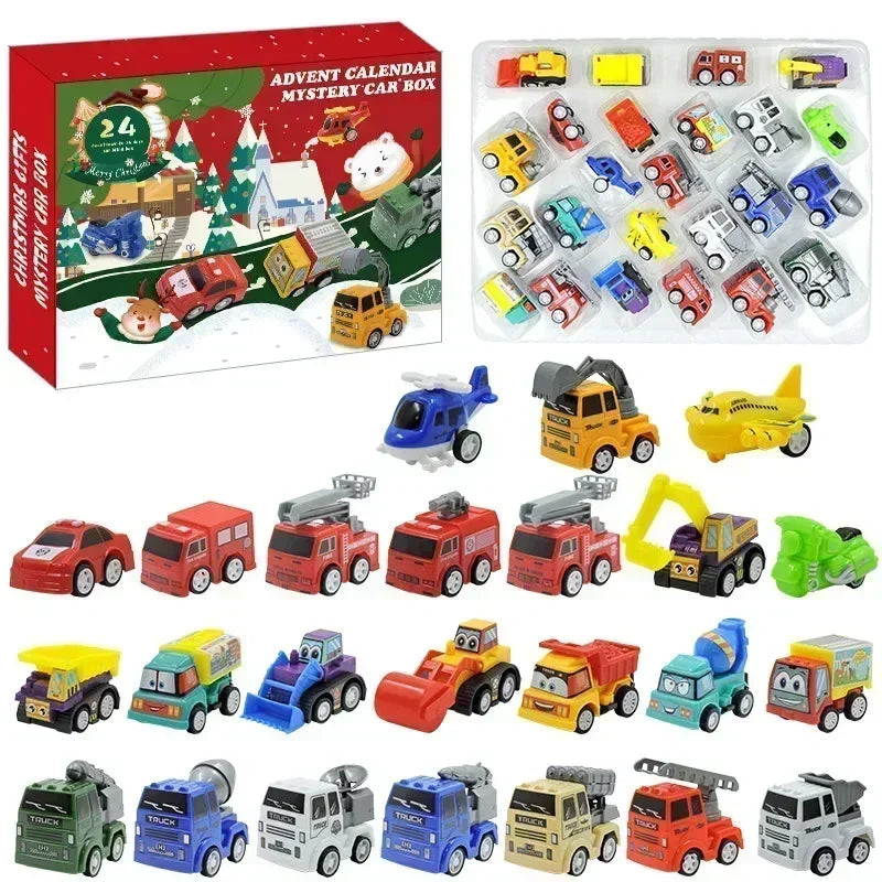Advent Calendar Car Toys Box Kids 24 Day Christmas Gift