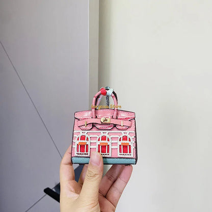 Birkin Inspired Mini Hand Bag - Platinum Bag Charm