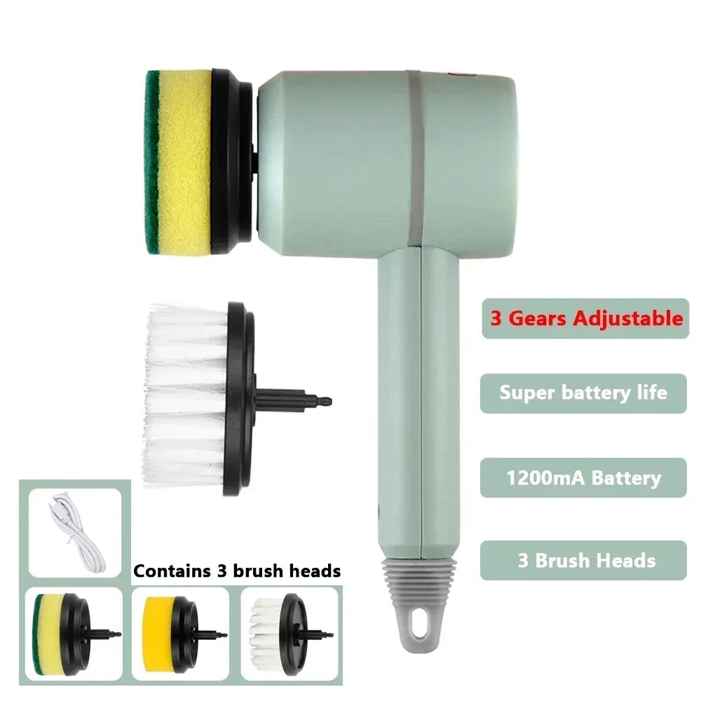 Wireless Electric Cleaning Brush USB Rechargeable Scrubber for Kitchen and Bathroom Cleaning, 3 Speed Professional Tool