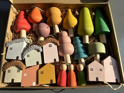 Wooden Building Blocks Pastel Nordic Stacking Play Set Fall 2025 Eco Friendly Imaginative Play Gift