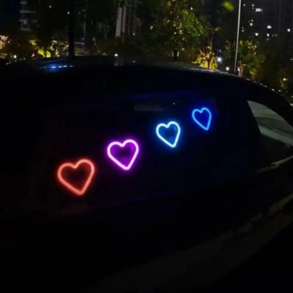 Car Window Neon Light Heart Shaped LED Interior Lamp TikTok Viral Fall 2026 Solar Powered Wiring Free