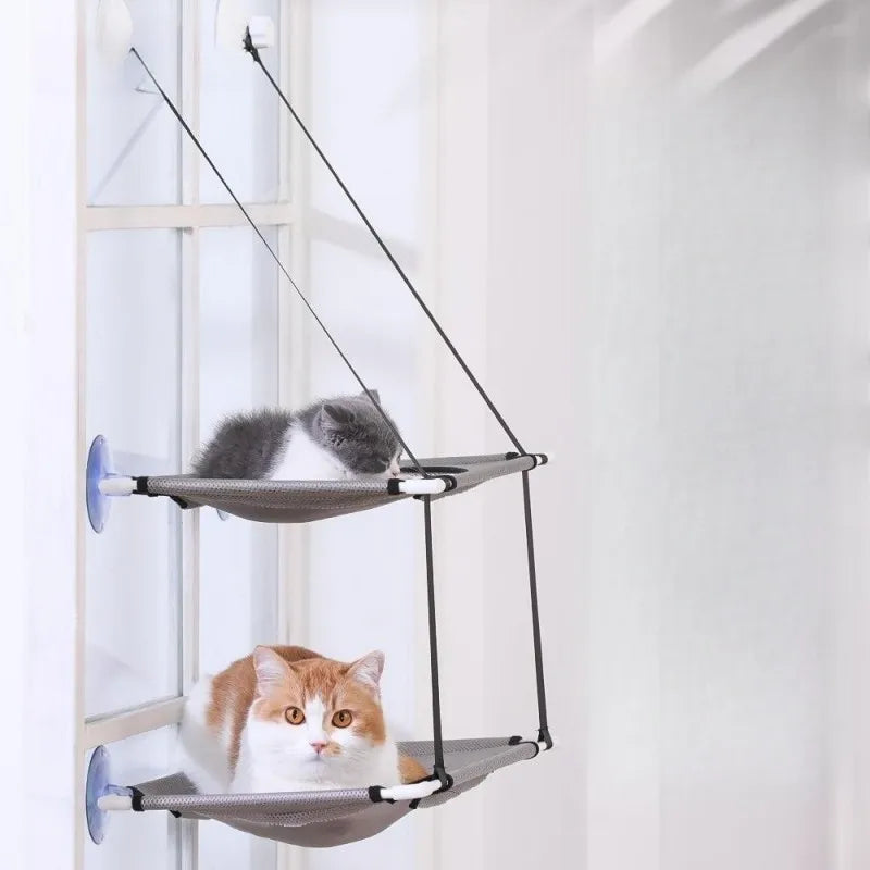 Cat Hammock Window Bed Double Decker Suction Cup Mount Sunny Seat Fall 2025 Wall Mounted Cozy Napping Spot