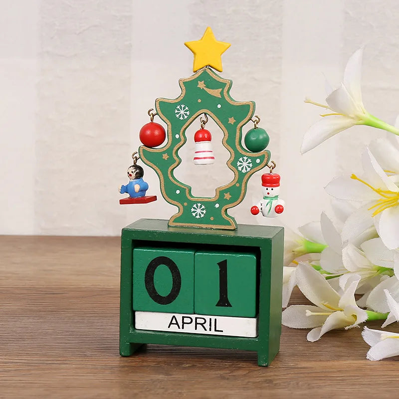 Christmas Wooden Countdown Calendar Ornament Tabletop Decor