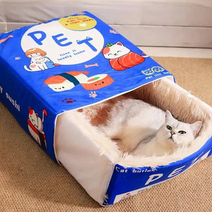 Cat Bed Enclosed Biscuit Box House Pull Out Zipper Cushion Cozy Fall 2025 Private Retreat Washable
