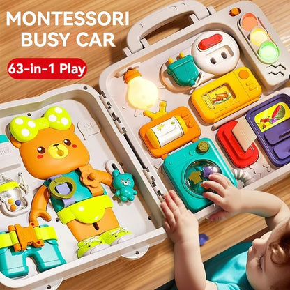 Busy Board 63 In 1 Montessori Sensory Toy Travel Friendly With Music Lights Switches Early Learning Play 2025