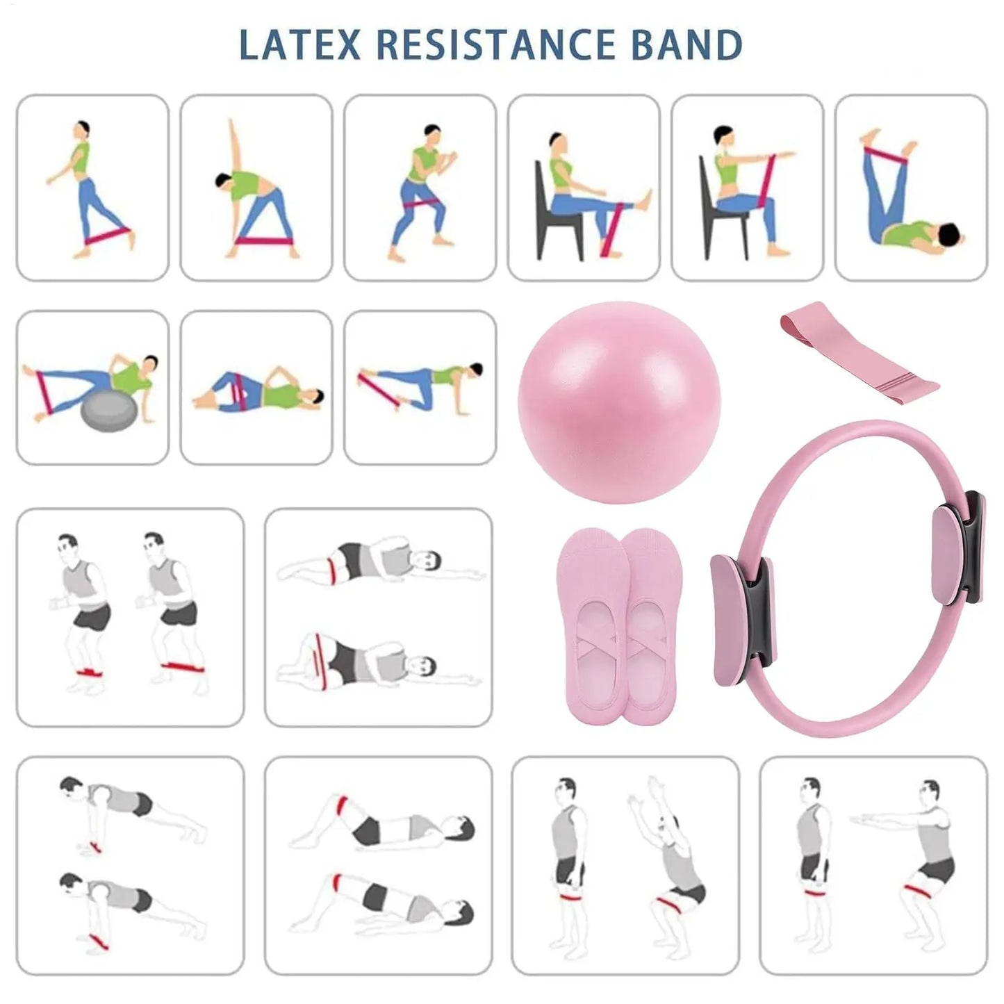 Pilates Ring Pink Fitness Set Home Workout Kit Fall 2026 With Ball And Resistance Band For Pregnancy Postpartum
