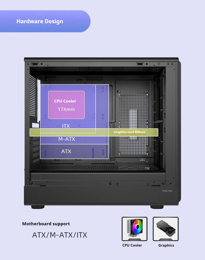 PC Case Glass Side ATX M ATX ITX Support 360mm Radiator