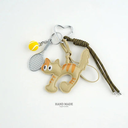 Braid Rope Bag Charm Leather Dachshund Keychain Aesthetic