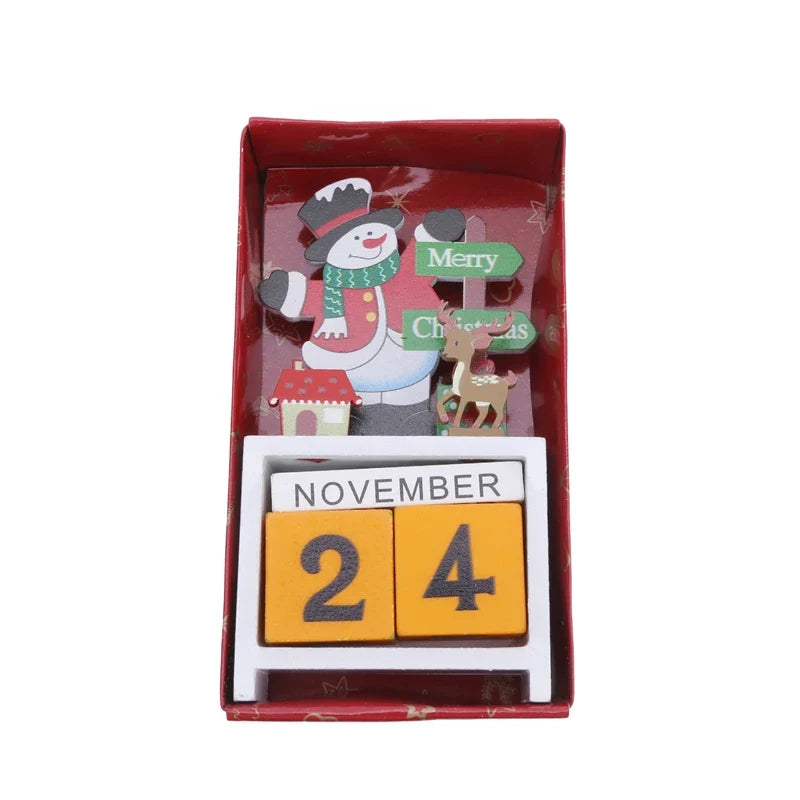 Christmas Wooden Countdown Calendar Ornament Tabletop Decor