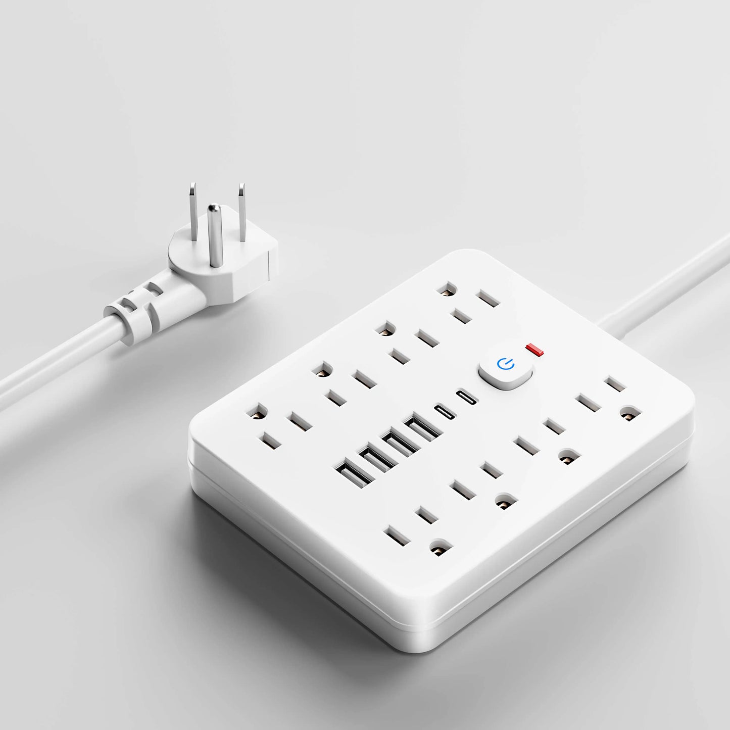 14-in-1 Power Outlet Surge Protector, 8 AC & 4 USB, Extension Cord for Desktop Charging