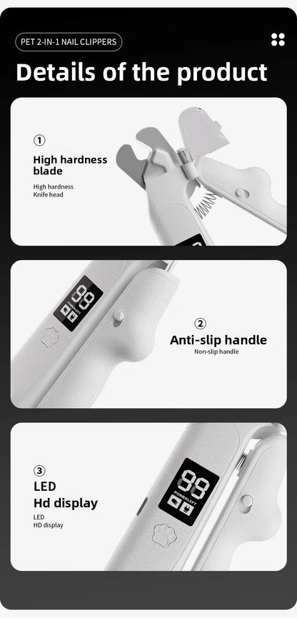 2-in-1 Pet Nail Clipper & Grinder with LED Blood Line Light – USB-C Rechargeable Dog Cat Trimmer 2026