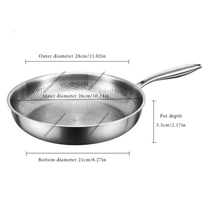 Titanium-Coated Stainless Steel Non-Stick Wok Pan – Gas and Induction Compatible Kitchen Cookware
