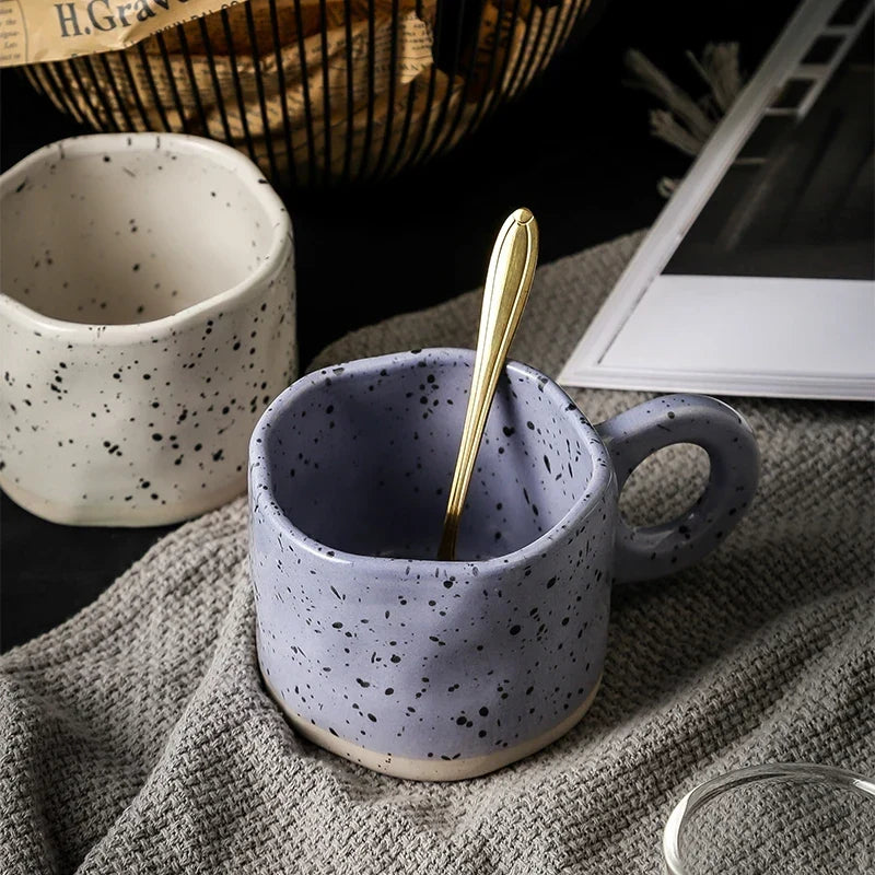 Ceramic Mug 300ml Porcelain Ring Handle Speckled Handmade Modern Coffee Cup Fall 2025 Cozy Gift
