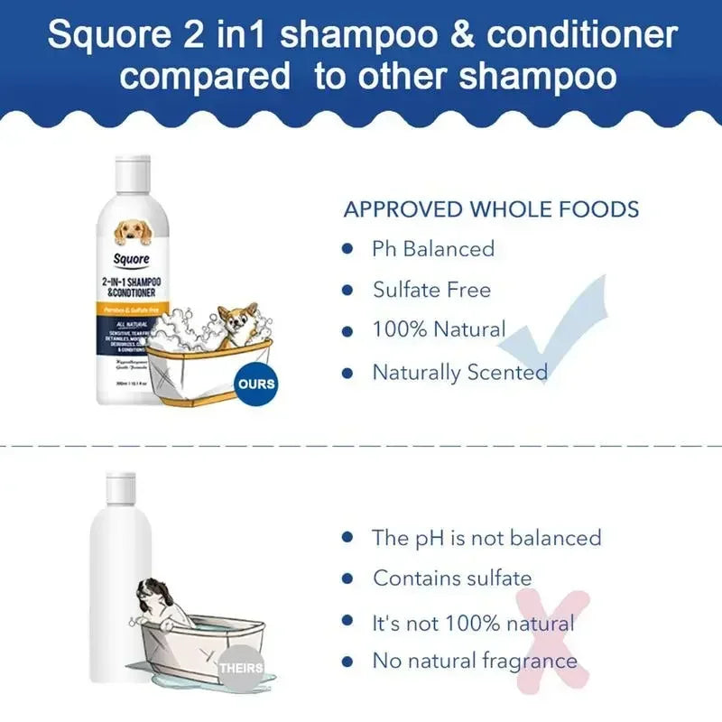 Natural 2-in-1 Puppy Shampoo & Conditioner - Moisturizing Pet Grooming Care for Sensitive Skin