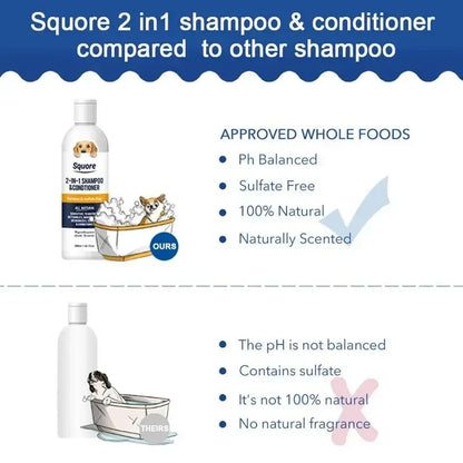 Natural 2-in-1 Puppy Shampoo & Conditioner - Moisturizing Pet Grooming Care for Sensitive Skin