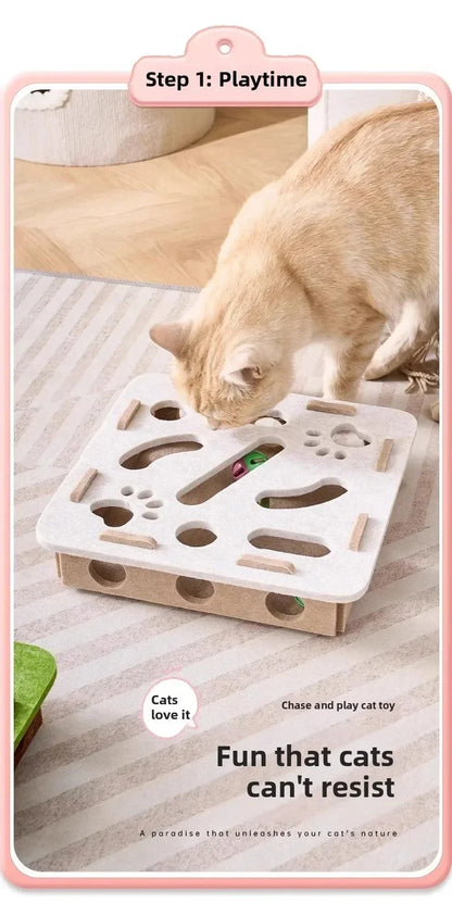 Cat Puzzle Toy Box With Ball Suede Felt Indoor Cat Exercise Entertainment Eco Friendly Gift 2026 TikTok Viral