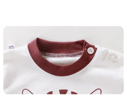 Alternative angle of kids cotton cartoon long sleeve pyjama set